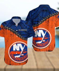 New York Islanders Nhl Grunge Polynesian Tattoo Pattern Hawaiian Shirt For Fans