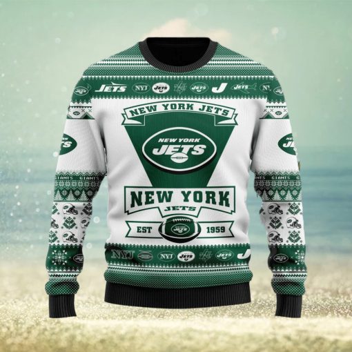 New York Jets Football Team Logo Custom Name Ugly Christmas Sweater Christmas Gift For Sport Fans