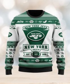 New York Jets Football Team Logo Custom Name Ugly Christmas Sweater Christmas Gift For Sport Fans