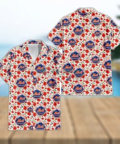 New York Mets Green Leaf Hibiscus Flower Pattern Hawaiian Shirt And Shorts  Gift For Summer