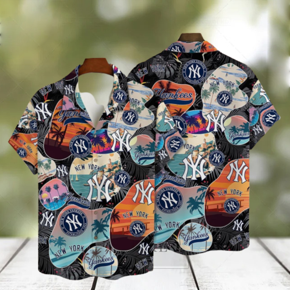 New York Yankees Hawaiian Shirt Yankees Button Tee Size S-5XL