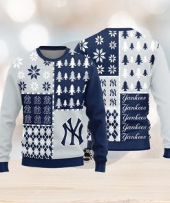 New York Yankees Teams Pine Trees Pattern Knitted Sweater For Christmas