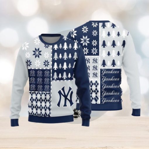 New York Yankees Teams Pine Trees Pattern Knitted Sweater For Christmas