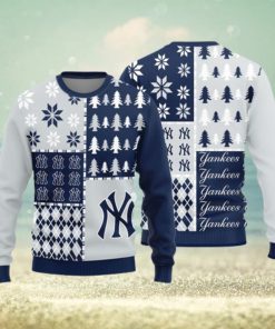 New York Yankees Teams Pine Trees Pattern Knitted Sweater For Christmas