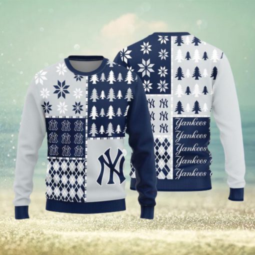 New York Yankees Teams Pine Trees Pattern Knitted Sweater For Christmas