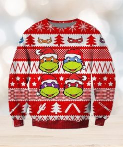 Women's Teenage Mutant Ninja Turtles Ugly Christmas Sweater Graphic Tee  Black Small