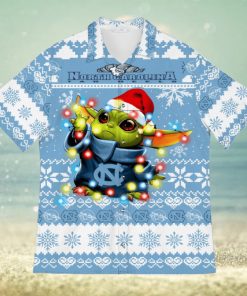 North Carolina Tar Heels Baby Yoda Star Wars Sports Football Ugly Christmas Sweater Pattern 3D Hawaiian Shirt Christmas Gift