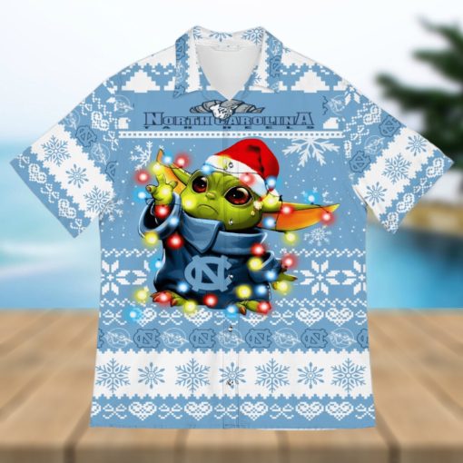 North Carolina Tar Heels Baby Yoda Star Wars Sports Football Ugly Christmas Sweater Pattern 3D Hawaiian Shirt Christmas Gift