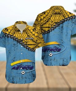 North York Astros Ca Soccer Grunge Polynesian Tattoo Pattern Hawaiian Shirt For Fans