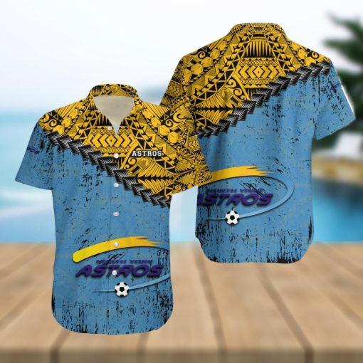 North York Astros Ca Soccer Grunge Polynesian Tattoo Pattern Hawaiian Shirt For Fans