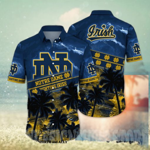 Notre Dame Fighting Irish NCAA Floral 3D All Over Printed Hawaiian Shirt