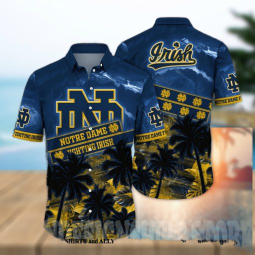 Notre Dame Fighting Irish NCAA Floral 3D All Over Printed Hawaiian Shirt