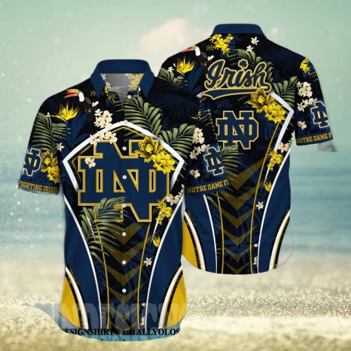 Notre Dame Fighting Irish NCAA Floral 3D Full Print Hawaiian Shirt