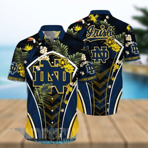 Notre Dame Fighting Irish NCAA Floral 3D Full Print Hawaiian Shirt