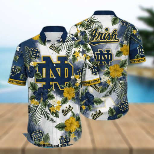 Notre Dame Fighting Irish NCAA Flower Full Print 3D Hawaiian Shirt