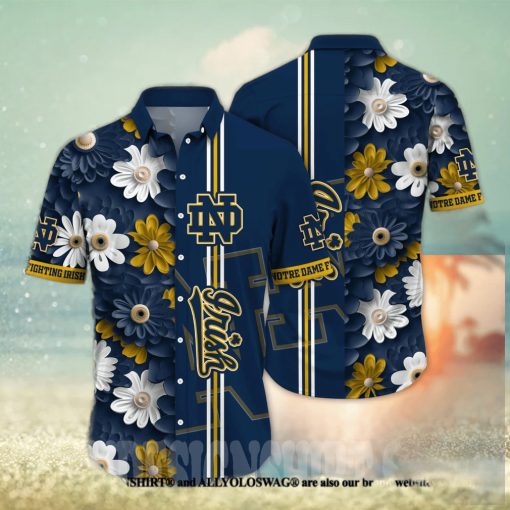 Notre Dame Fighting Irish NCAA Flower Full Printing Hawaiian Shirt