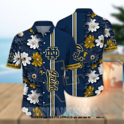 Notre Dame Fighting Irish NCAA Flower Full Printing Hawaiian Shirt