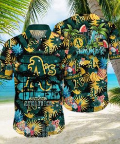 MLB Oakland Athletics Hawaiian Shirt Green Palm Trees Gift For New Grandpa