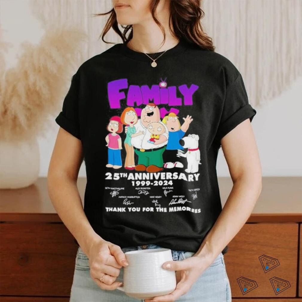 Official family Guy 25th Anniversary 1999 2024 Thank You For The Memories Shirt Limotees