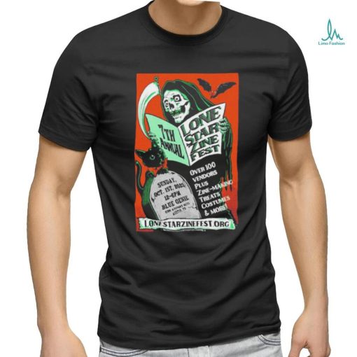 Official skeleton 7th annual lone star zine fest shirt