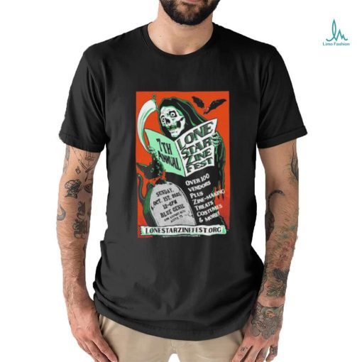 Official skeleton 7th annual lone star zine fest shirt