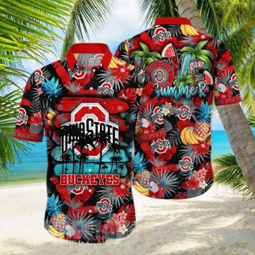 Ohio State Buckeyes NCAA Floral Unisex All Over Printed Hawaiian Shirt