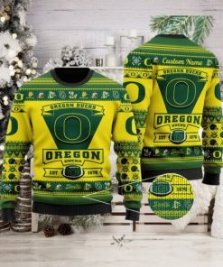 Oregon Ducks Football Team Logo Custom Name Personalized Ugly Christmas Sweater, Ugly Sweater, Christmas Sweaters, Hoodie, Sweatshirt, Sweater