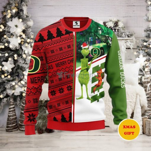 Oregon Ducks Grinch & Scooby doo Christmas AOP Sweater