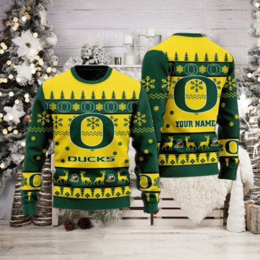 Oregon Ducks Personalized Name Ugly Christmas Sweater