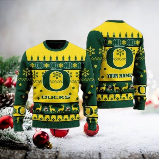 Oregon Ducks Personalized Name Ugly Christmas Sweater