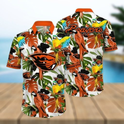 Oregon State Beavers NCAA Flower Button Up Hawaiian Shirt 3D Shirt, Oregon State Beavers Football Gifts For Him