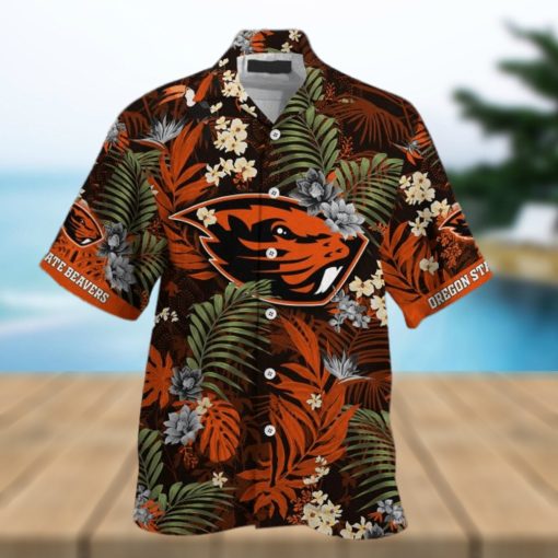 Oregon State Beavers Summer Hawaiian Shirt And Shorts, With Tropical Patterns For Fans