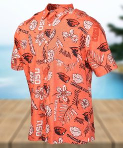 Oregon State Beavers Wes and Willy Mens College Hawaiian Short Sleeve Button Down Shirt Vintage Floral