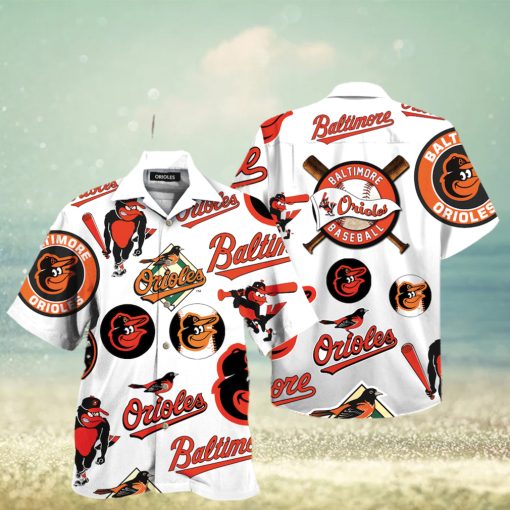 Orioles Pattern Logo Mascot Hawaiian Shirt