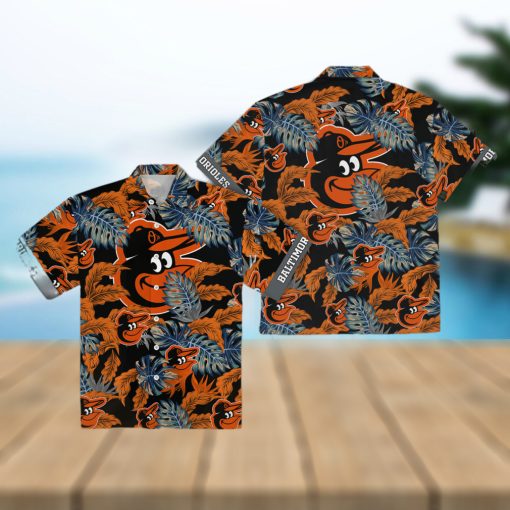 Orioles Tropical Leaves Black MLB Hawaiian Shirt for Men Women