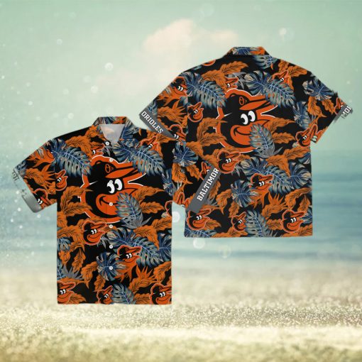 Orioles Tropical Leaves Black MLB Hawaiian Shirt for Men Women