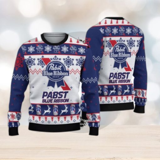 Pabst Blue Ribbon Beer Christmas Ugly Sweater