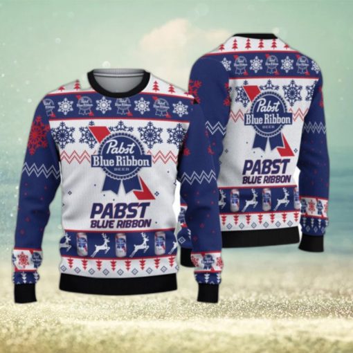 Pabst Blue Ribbon Beer Christmas Ugly Sweater