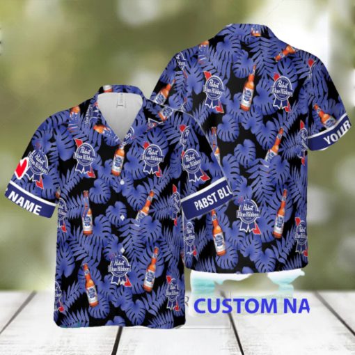 Pabst Blue Ribbon Natural Custom Name Design Hawaiian Shirt For Men And Women Gift Beach