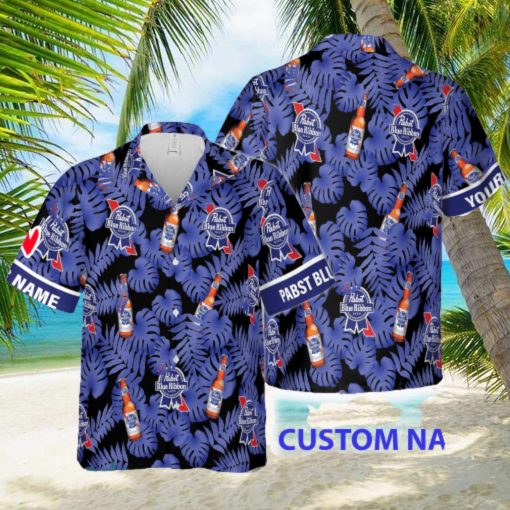 Pabst Blue Ribbon Natural Custom Name Design Hawaiian Shirt For Men And Women Gift Beach