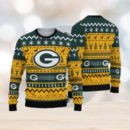 Green Bay Packers Skull Pattern Ugly Christmas Sweater - Limotees