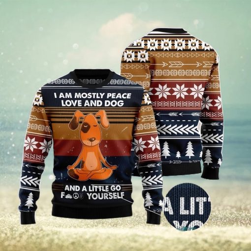 Peace Love And Dog All Over Printed 3D Ugly Christmas Sweater Christmas Gift For Men And Women