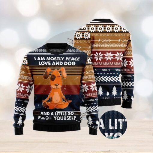 Peace Love And Dog All Over Printed 3D Ugly Christmas Sweater Christmas Gift For Men And Women