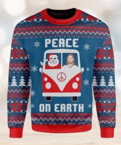 Peace On Earth Santa Claus And Jesus In The Car Ugly Sweater Party