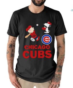 Peanuts Charlie Brown And Snoopy Playing Baseball Chicago Cubs Shirt