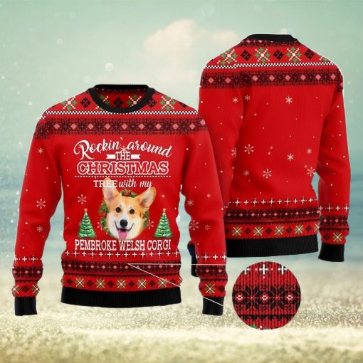 Pembroke Welsh Corgi Rockin’ All Over Printed 3D Ugly Christmas Sweater Christmas Gift For Men And Women