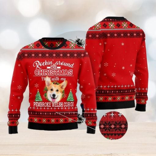 Pembroke Welsh Corgi Rockin’ All Over Printed 3D Ugly Christmas Sweater Christmas Gift For Men And Women