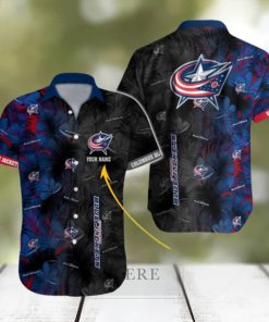 Personalized NHL Columbus Blue Jackets Palm Leafs Hawaiian Button Up Shirt