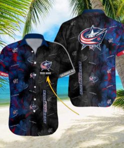 Personalized NHL Columbus Blue Jackets Palm Leafs Hawaiian Button Up Shirt