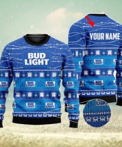 Personalized Name Bud Light Beer 3D All Over Printed Christmas Ugly Sweater Men And Women Gift